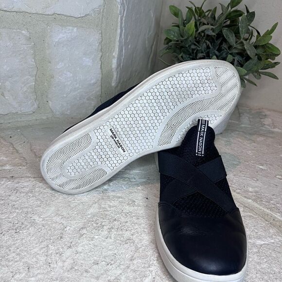 Mark Nason Black Leather & Mesh Slip-on Shoes w/ elastic straps sz 9 - Picture 5 of 6